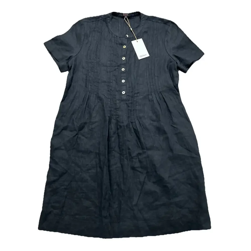 NEW Quince Women’s M 100% European Linen Short Sleeve Swing Dress Black - Picture 1 of 8